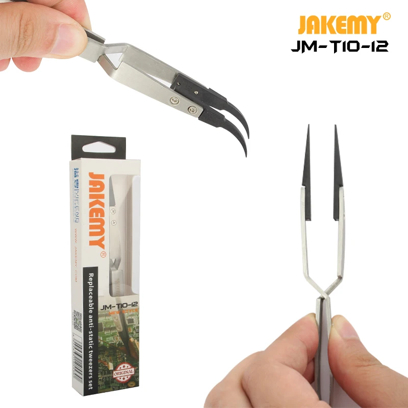 Jakemy JM T10 12 прецизионные антистатические ESD пинцеты из нержавеющей стали с