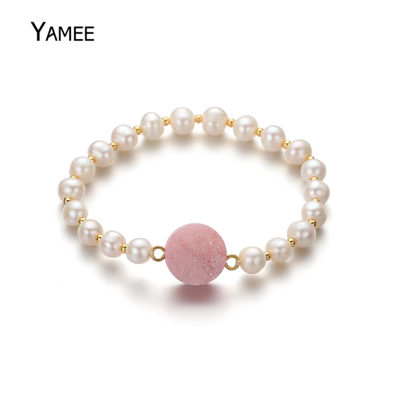 Уникальные круглые браслеты из натурального пресноводного белого жемчуга