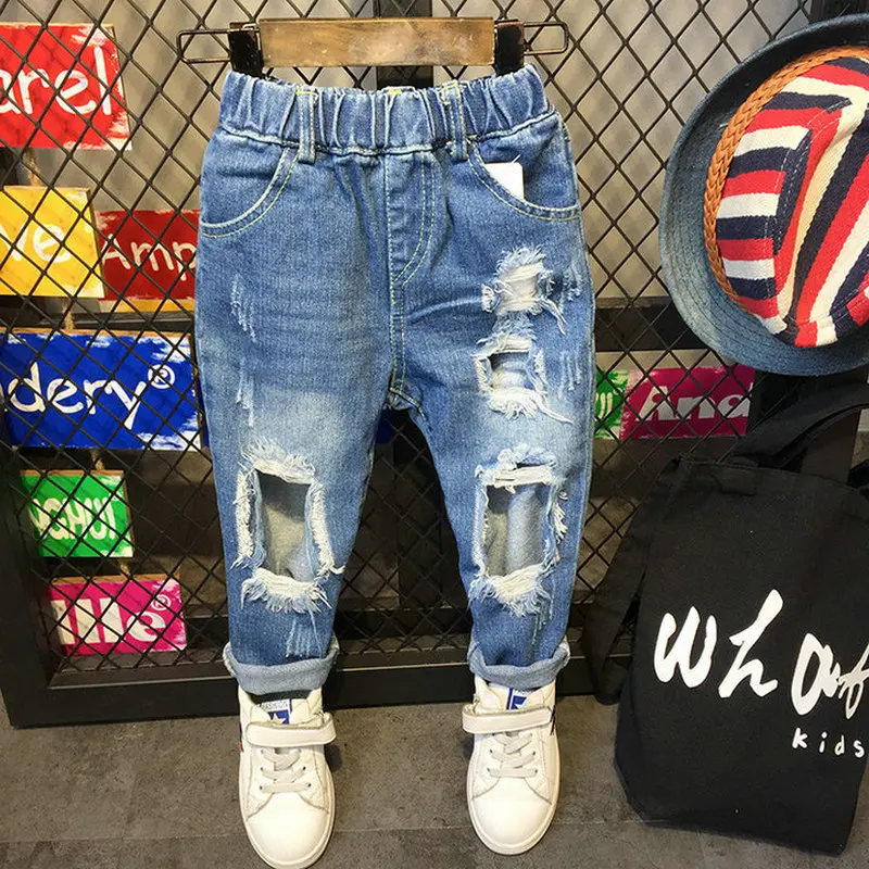 

New boys baby hole jeans pant kids children boy denim long pant clothes