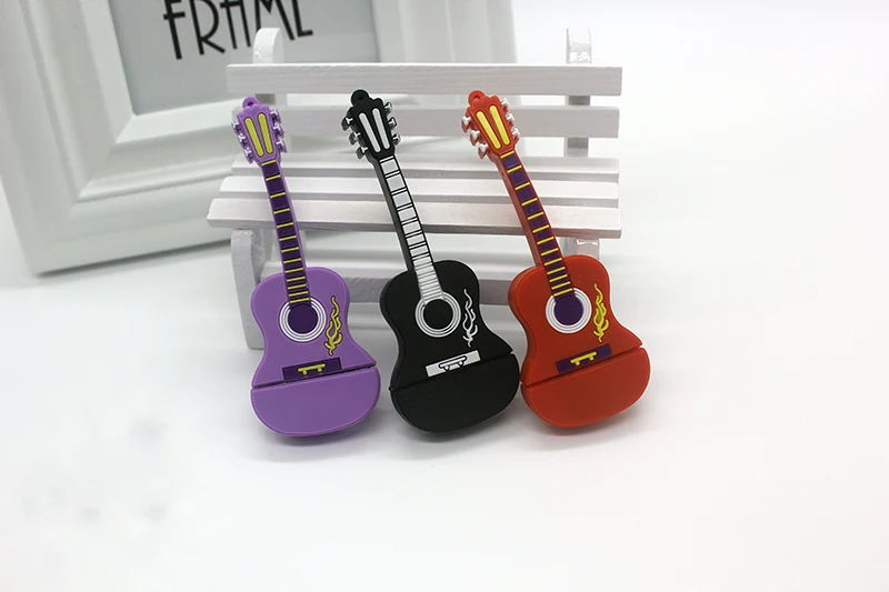 Мультфильм Гитары флешки 128 ГБ USB Flash Drive 64 накопитель 32 16 8 Силиконовые музыка