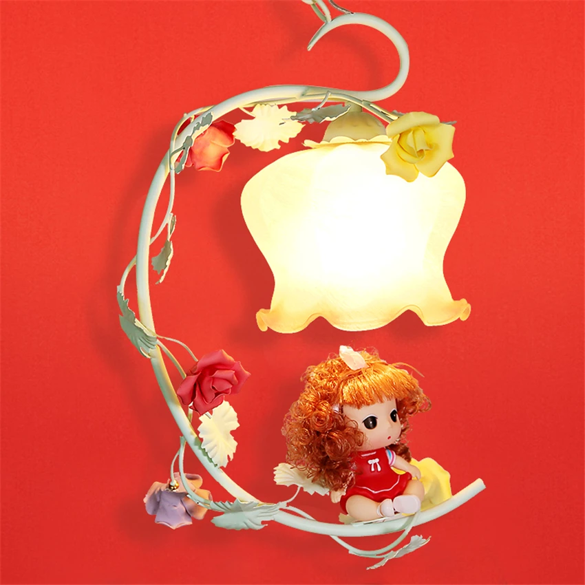 Подвесные светильники для кукол с железными розами лампа детской комнаты