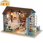 Сборка DIY игрушечный деревянный дом, деревянный миниатюрный кукольный домик, миниатюрные кукольные домики, игрушки с мебелью, светодиодный свет, подарок на день рождения z007