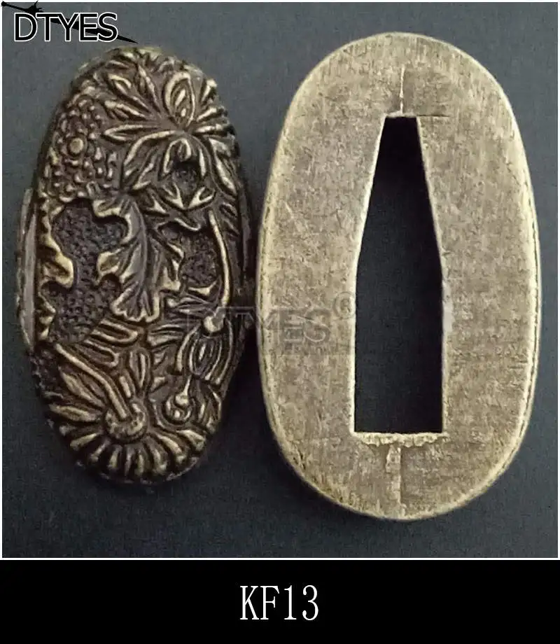 Пара сплава аксессуары для мечей нежные Fuchi& Kashira для японского самурая меч катана вакизаши Танто ручка KF01-KF20 - Цвет: KF13