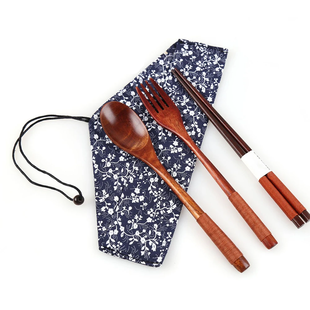 Набор бамбуковых столовых приборов взрослый Западный в японском стиле