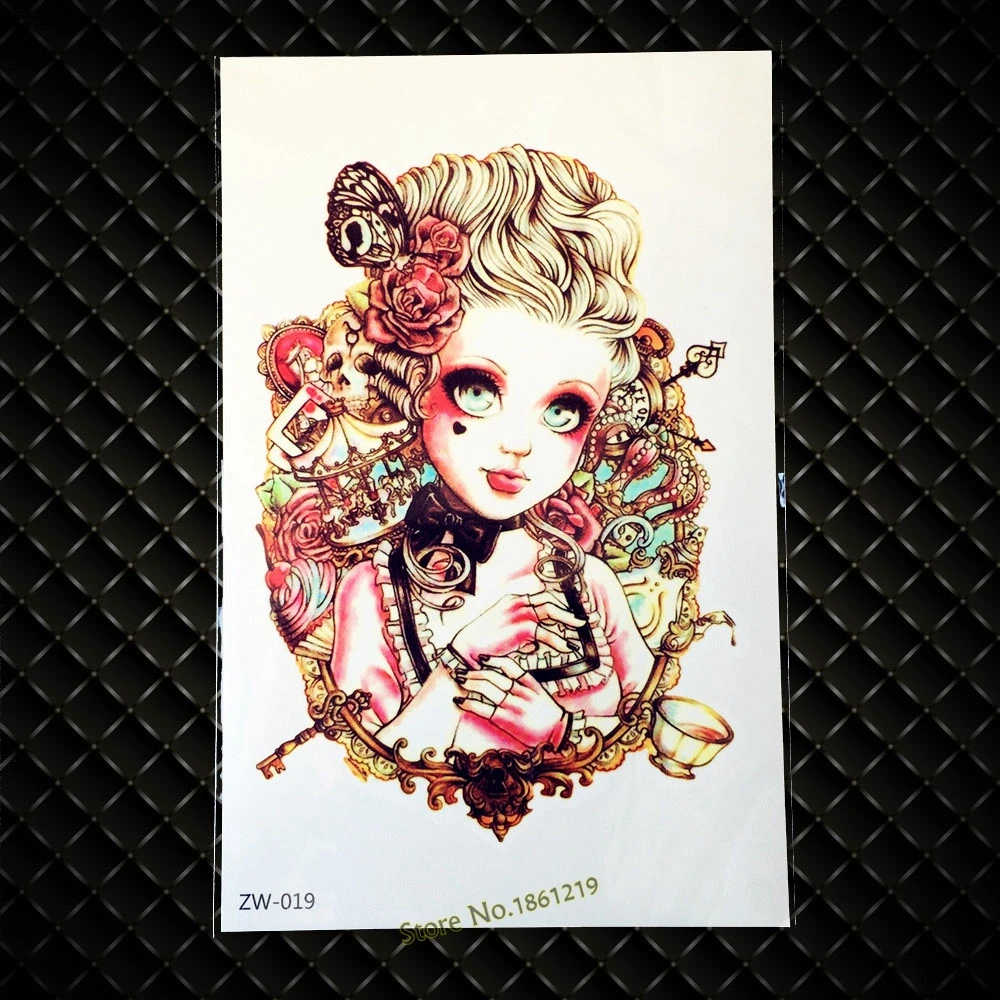 1 шт золотые волосы панк Девушка татуировки стикер для сексуальных женщин мужчин