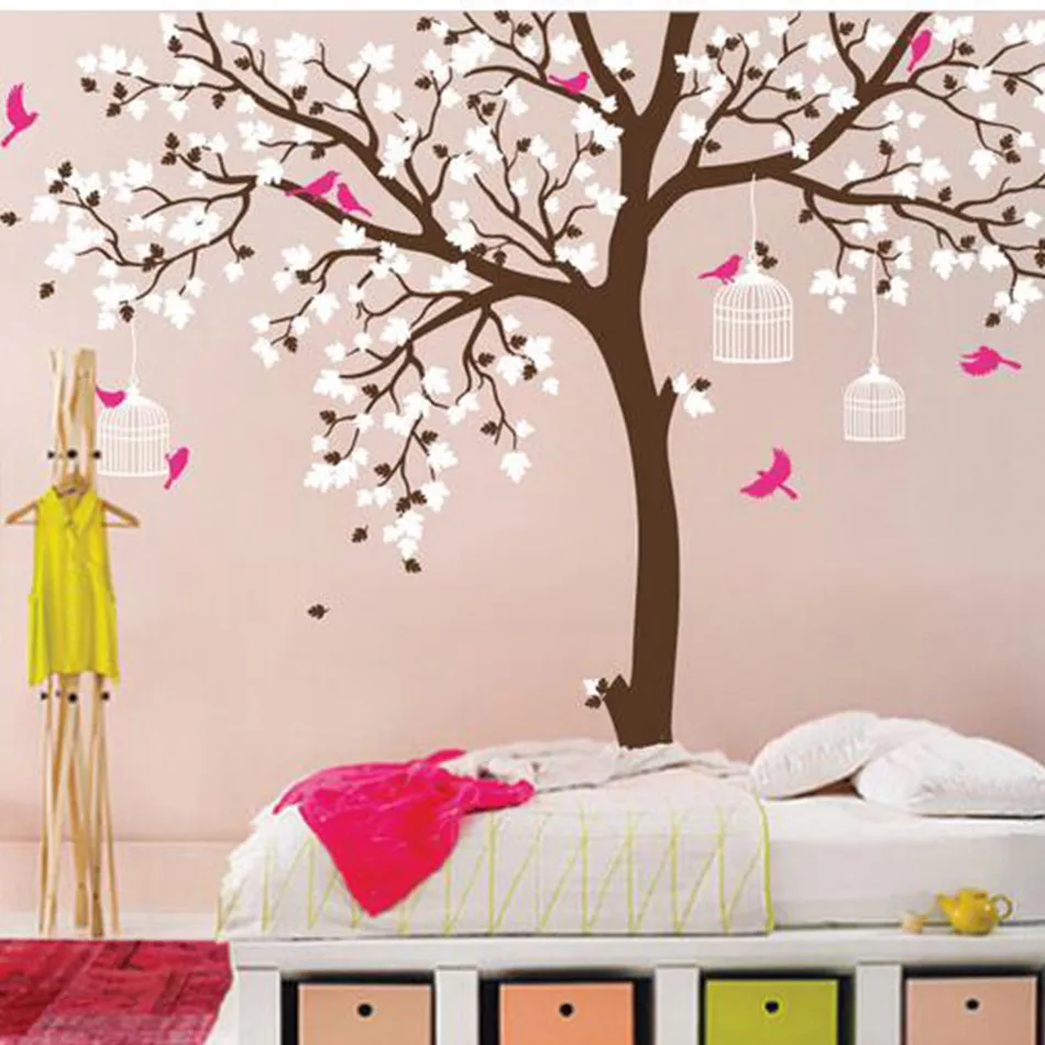 Bird Cage Tree Nursery Wall Stickers Removable Vinyl Decal Kids Baby RToom Decor Mural Children's Sticker | Дом и сад