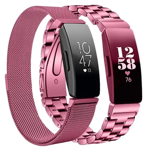 2 шт. Для Inspire& Inspire огнеупорные часы группа нержавеющая сталь+ Milanese Loop сетки Замена браслет металлический бизнес ремешок - Цвет: 7