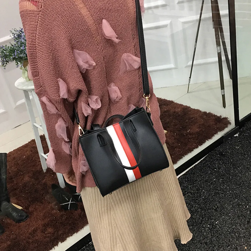 2018 Woman Tote Casual Bags Crossbody Bag Stripe Leather Handbag Shoulder handbags women famous brands bags | Багаж и сумки