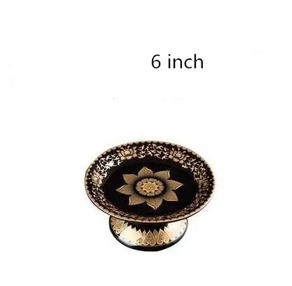 6inch Буддийские предметы, классический изысканный 6-9 дюймов, черный золотой лотос, поднос, высококачественная керамическая тарелка для фруктов, специальное цветочное блюдо - Цвет: 6inch