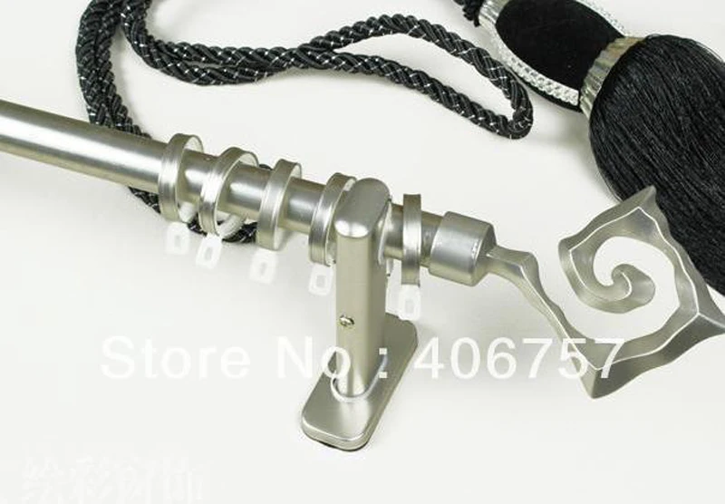 

New metal square design finial eco plate process quality 22mm 7/8-IN dia.0.8mmT single curtain rod+Znic brackets+Stainless rings
