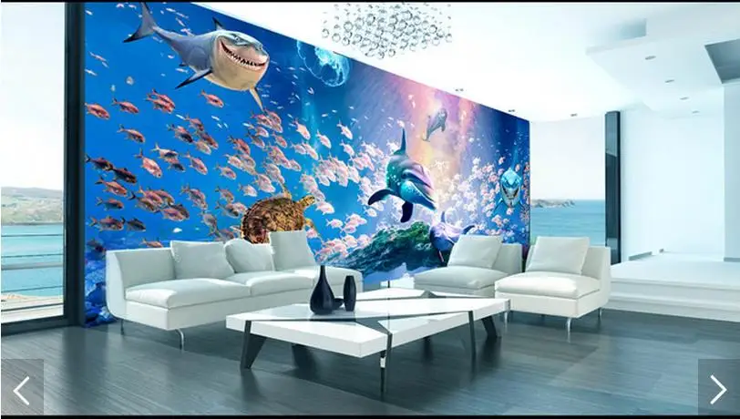 Фотообои 3d на заказ настенные фрески с рисунком морской рыбы для украшения