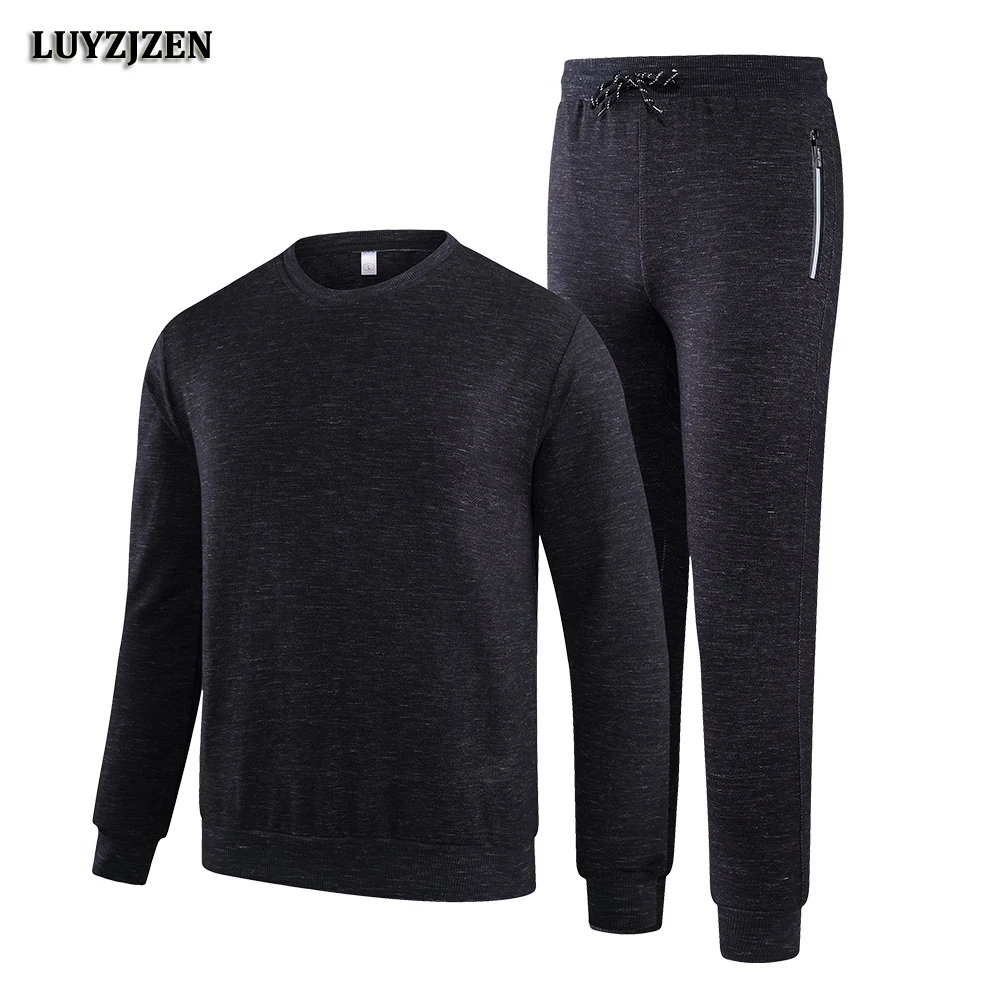 

Tracksuit Men Casual Cotton Sweatshirt Solid Color Two Piece Clothing Sets Track Suit Sportswear Sweatsuits Zipper Pockets K61