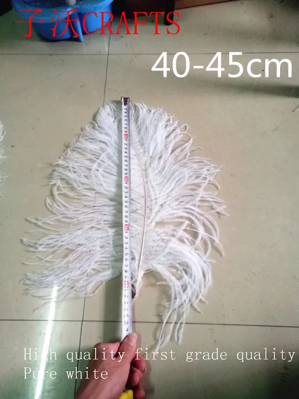 white 40 - 45cm Новинка! различных цветов 10 шт./лот высокое качество страусиное перо 14-28 дюймов/35-70 см DIY украшения для ювелирных изделий - Цвет: white 40 - 45cm