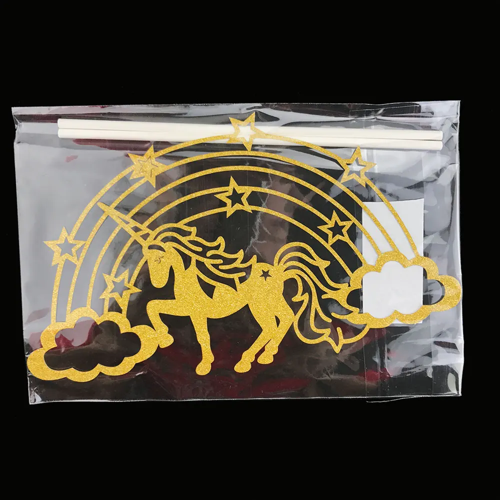 10 шт пустотелый золотой серебряный единорог торт Топпер Радуга лошадь детский