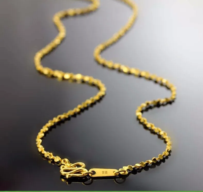Оригинальное однотонное ожерелье 24K цепочка из желтого золота/ожерелье с