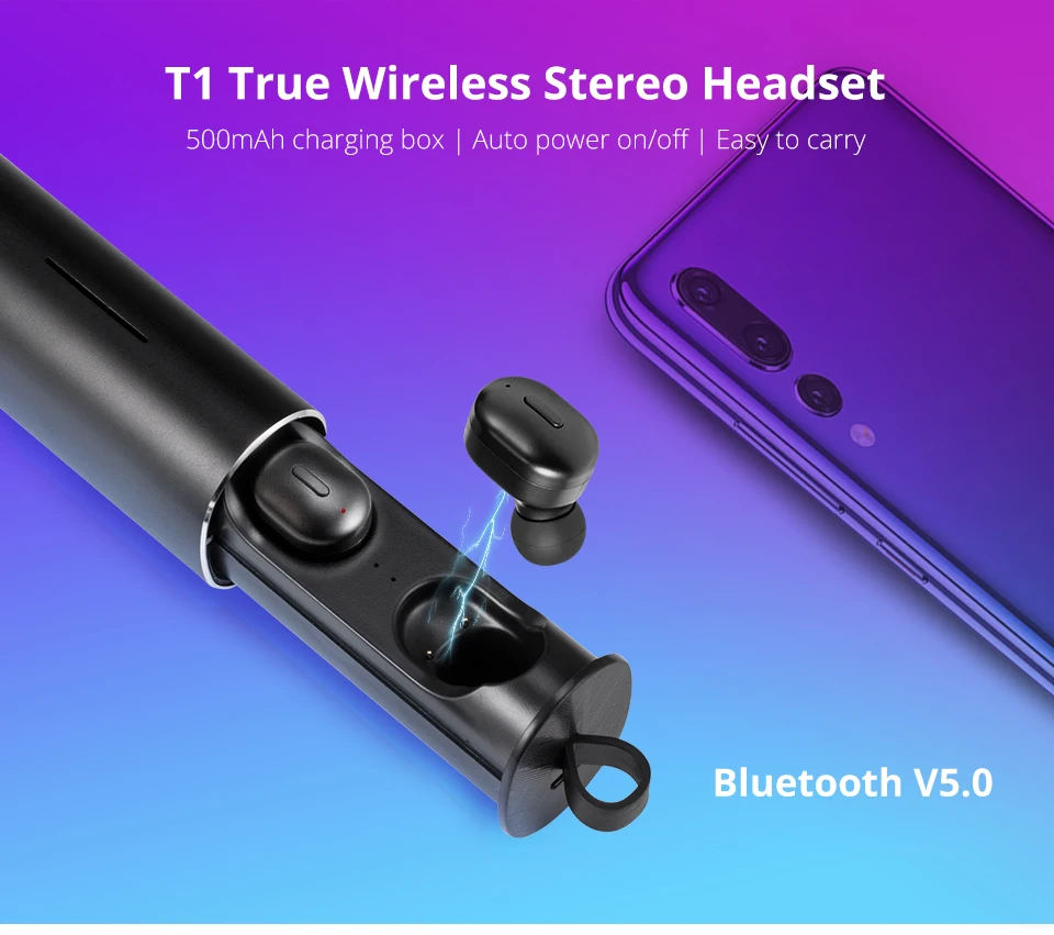 TONGWODE беспроводные HiFi наушники спортивные мини наушники Bluetooth 5,0 режим двойного соединения гарнитура с двойным стерео микрофоном зарядная коробка