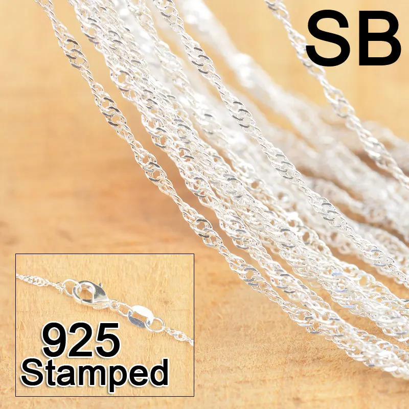 

Factory Price Free Ship 20Pcs 18" 925 Sterling Silver Jewelry Singapore Necklace Chains With Lobster Clasps For Pendant