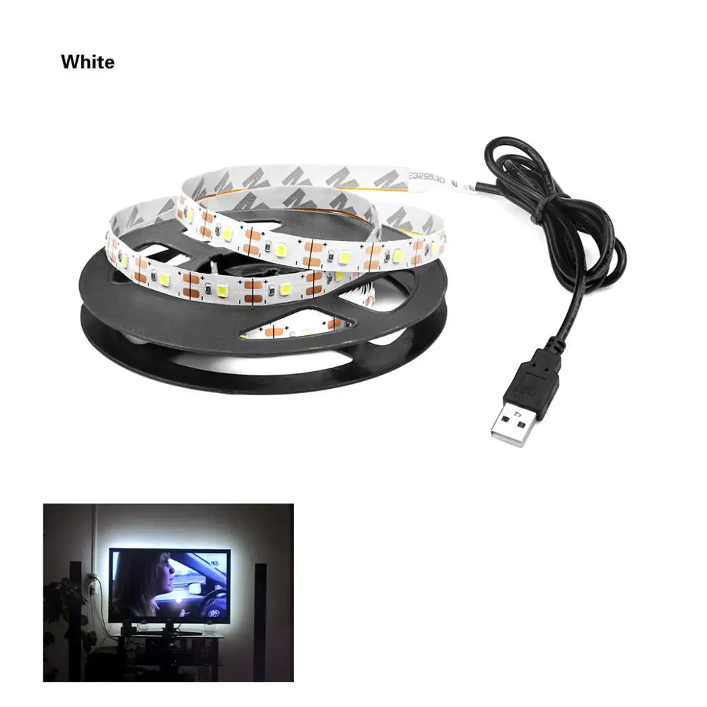White No Controller 5 в USB источник питания Светодиодная лента светильник RGB Водонепроницаемый светодиодный лента 1 м 2 м 3 м 4 м 5 м PC подсветка ТВ фоновый светильник ing Декор лампы - Испускаемый цвет: White No Controller
