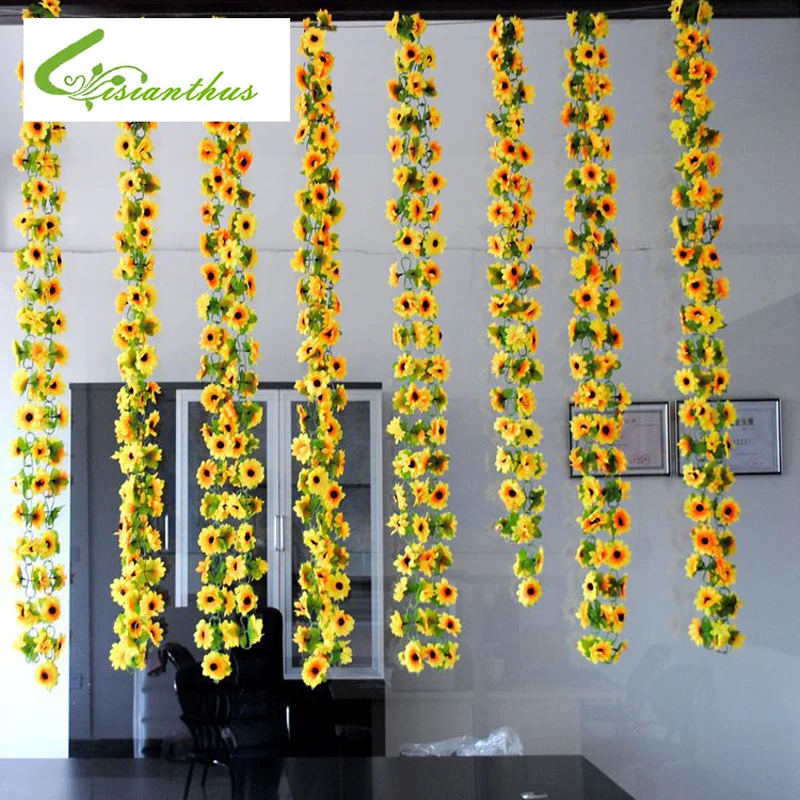 Лидер продаж 1 шт. искусственная желтая гирлянда Подсолнух шелковые свадебные