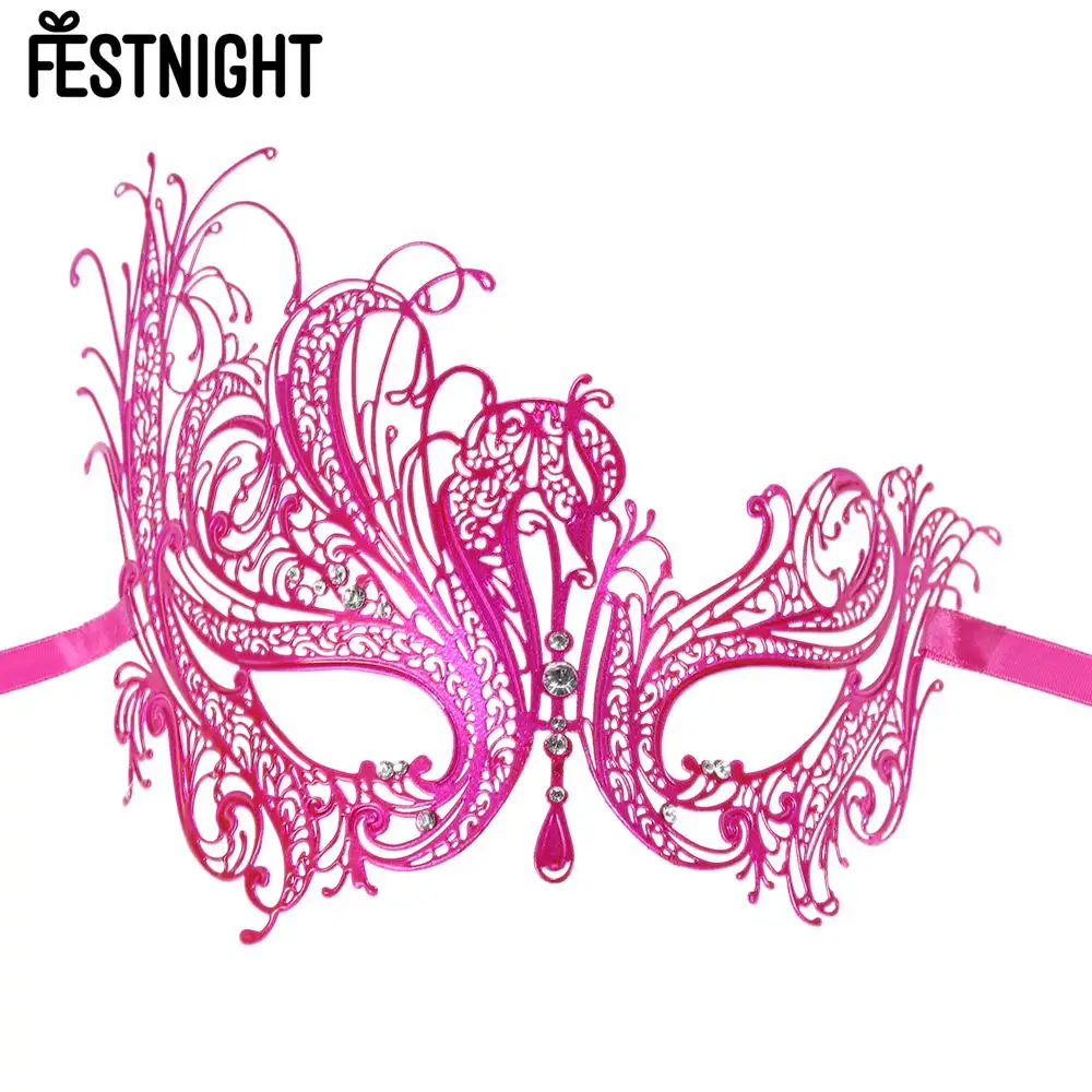 Роскошная розовая металлическая маска с лазерной резкой вечеринки 2016 года|laser cut