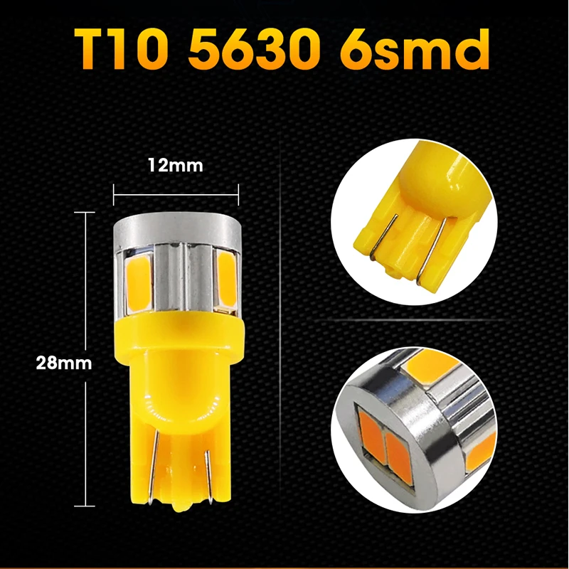 6 шт. Авто светоизлучающий диод T10 W5W 168 светодиодный лампы 5630 6Smd Автомобильное