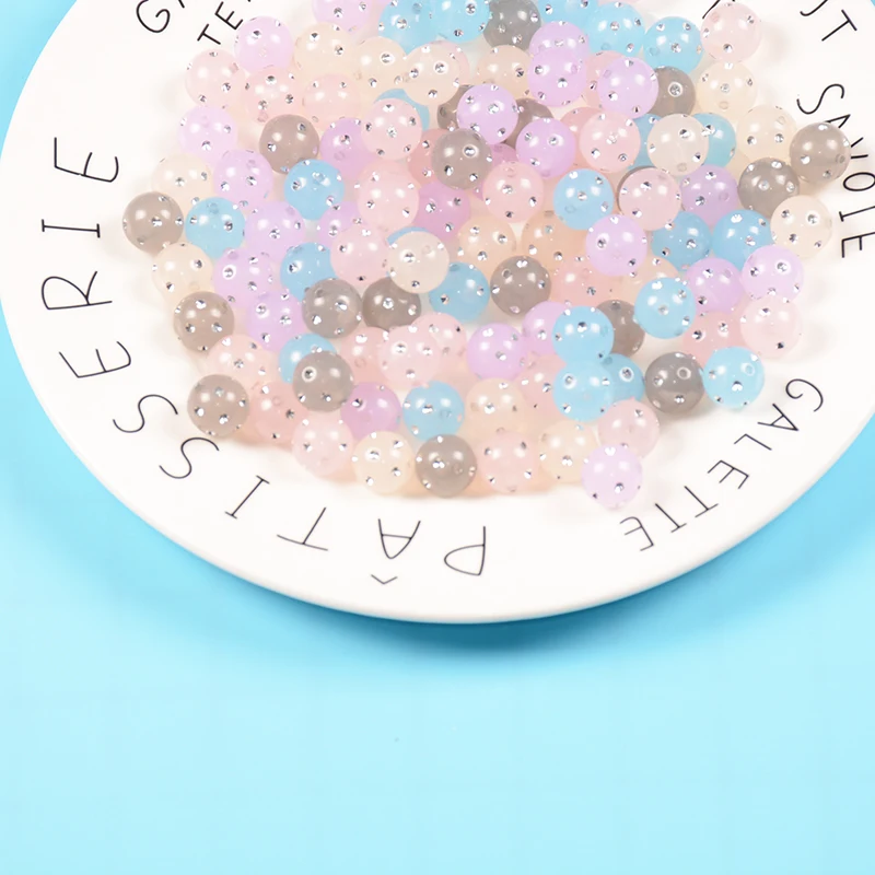 

High-quality 15pcs 12mm Point Drill Beads Transparent Candy Round Acrylic Loose Beads DIY Bracelets Necklaces Jewelry Making