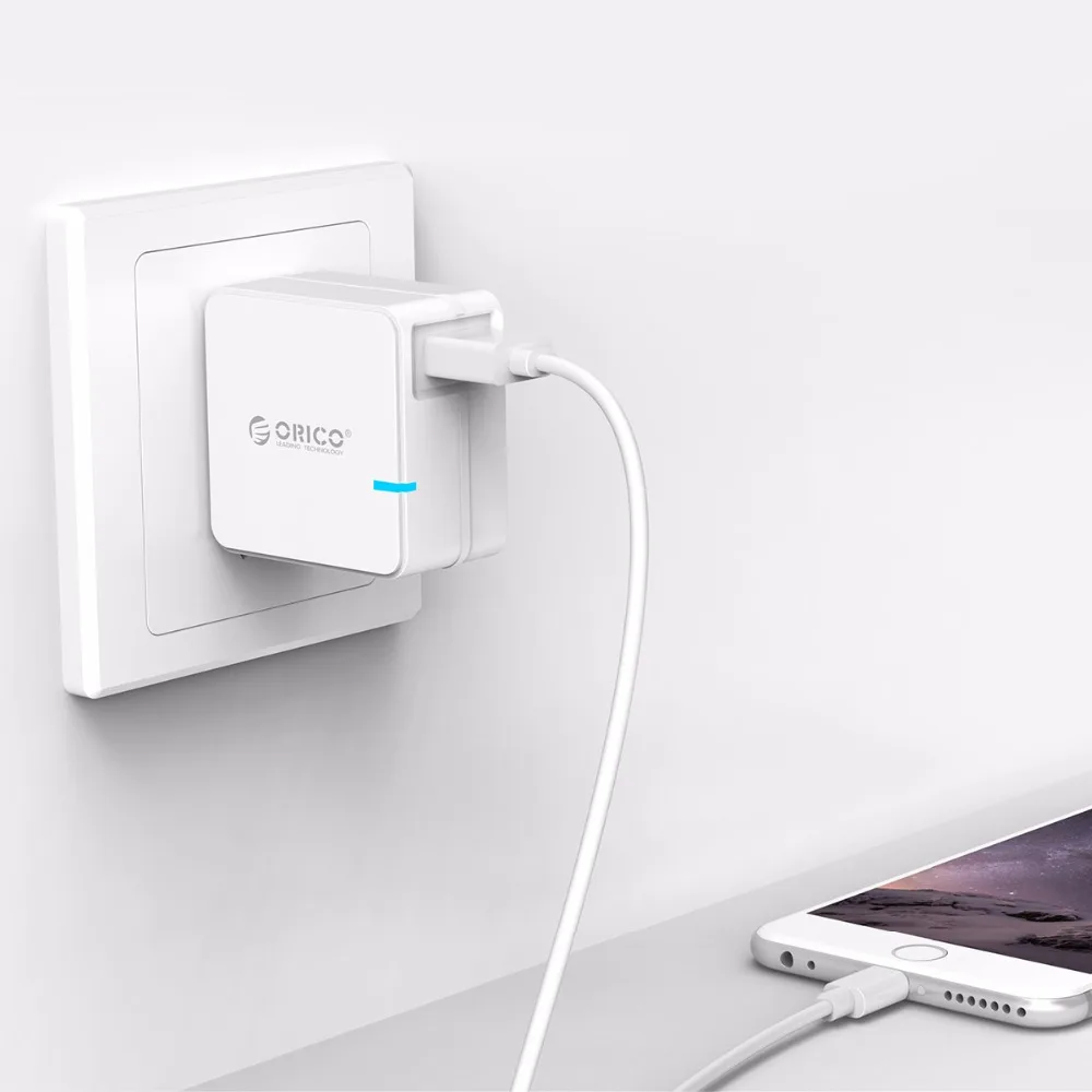 ORICO QCW-1U Quick Charge 2,0 быстрое USB ЗУ для мобильного телефона для samsung S5 S6 LG с 80 см Micro USB кабелем