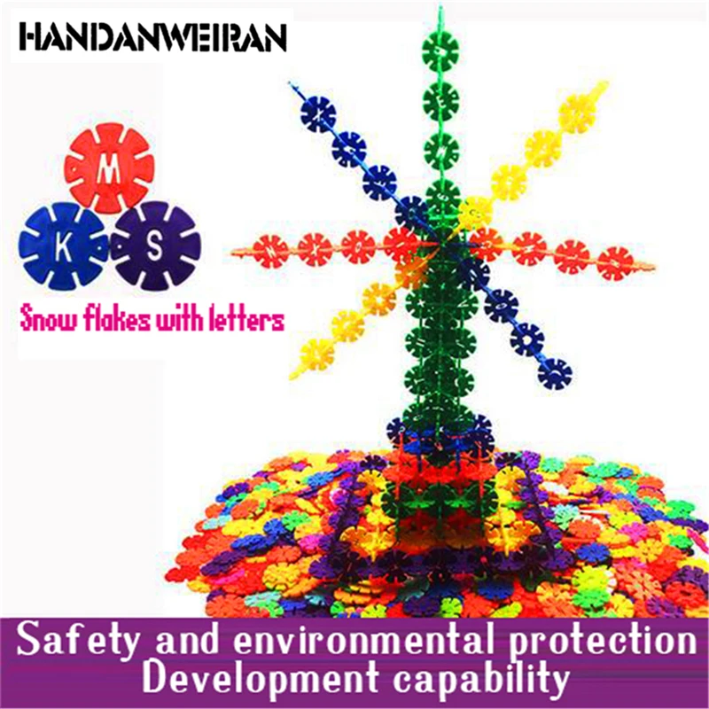 

30PCS/LOTS Jigsaw Flake Plastic Developing intelligence Snowflake Building Blocks Building Model Toys For Kids M 3.3*0.2CM