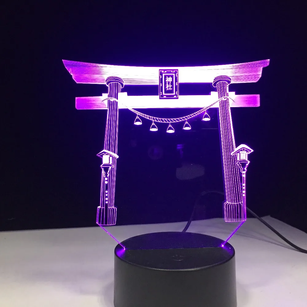 Японский японский Shrine Jinja USB светодиодный 3d-ночник многоцветный RGB фестиваль подарок декоративные светильники настольная лампа спальня Прямая поставка