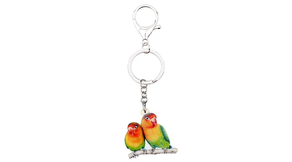 Bonsny акрил Африка Фишер Lovebird попугай птица ключ цепочки брелок кольцо симпатичное животное ювелирные изделия для женщин девочек Сумка автомобильные подвески