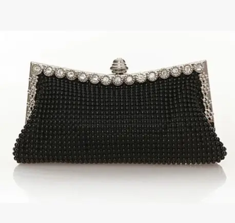 Black women bag Роскошная женская сумочка, великолепная Алюминиевая сумка для банкета, дамская сумочка с кристаллами, вечерние официальное вечернее платье, клатчи - Цвет: Black women bag