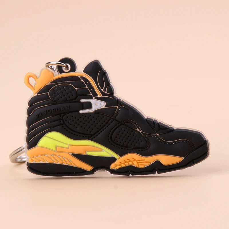 Picture Color5 Брелок Новые экзотические мини Jordan 8 ретро обуви ключевая цепь Для мужчин и Для женщин детские подарочные брелки на баскетбольных кроссовок ключ держатель Porte Clef - Цвет: Picture Color5