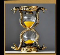 luxury retro gold 15min metal hourglass sablier decoration sablier liquide liquid hourglass gifts for tabletop decoraion hg008