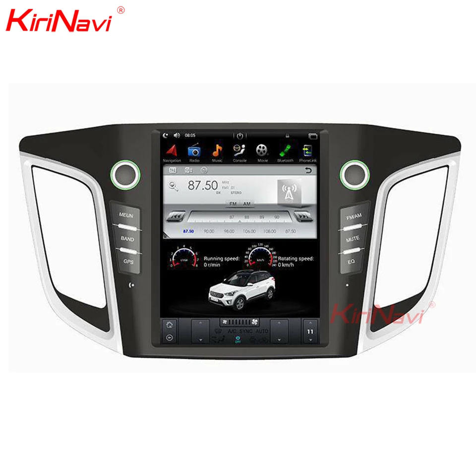 KiriNavi вертикальный экран Tesla style 10," Android 8,1 Автомобильная магнитола для hyundai IX25 Creta автомобильный Dvd мультимедиа gps навигация