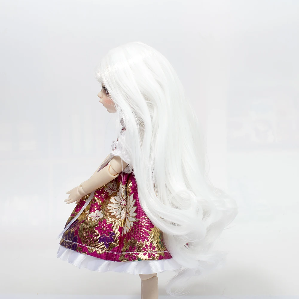1/6 BJD волосы для куклы термостойкие волокна длинные кудрявые белый цвет парики для BJD куклы