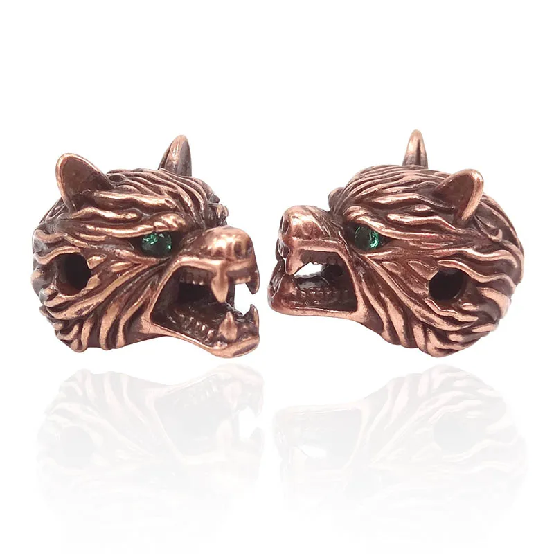 Античные бронзовые/золотистые/Серебристые бусины с головой волка из кубического