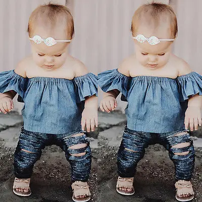 Новые модные джинсовые повседневные топы для девочек футболка с короткими