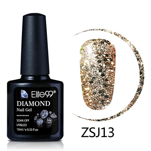 zsj13-10ML Elite99, 10 мл, Алмазный цветной гель для ногтей, УФ светодиодный Гель-лак, блестящий блеск, блестки, впитываемый базовый топ, грунтовка, Гель-лак для нейл-арта, лак - Цвет: zsj13-10ML