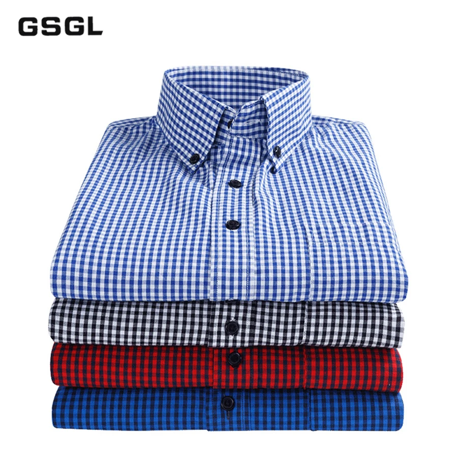 Мужская рубашка с воротником на пуговицах нагрудным карманом|Повседневные