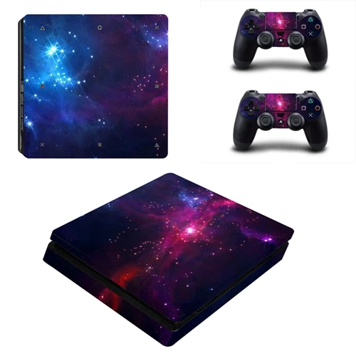 Красивый Космос планета Стиль кожи Стикеры чехол для Playstation 4 Slim PS4 тонкий консоль наклейки+ наклейки 2 контроллеры - Цвет: YSP4S1424