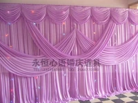 hotsale wedding backdrop curtain with swag backdrop wedding decoration romantic ice silk stage curtains wholesale various colour