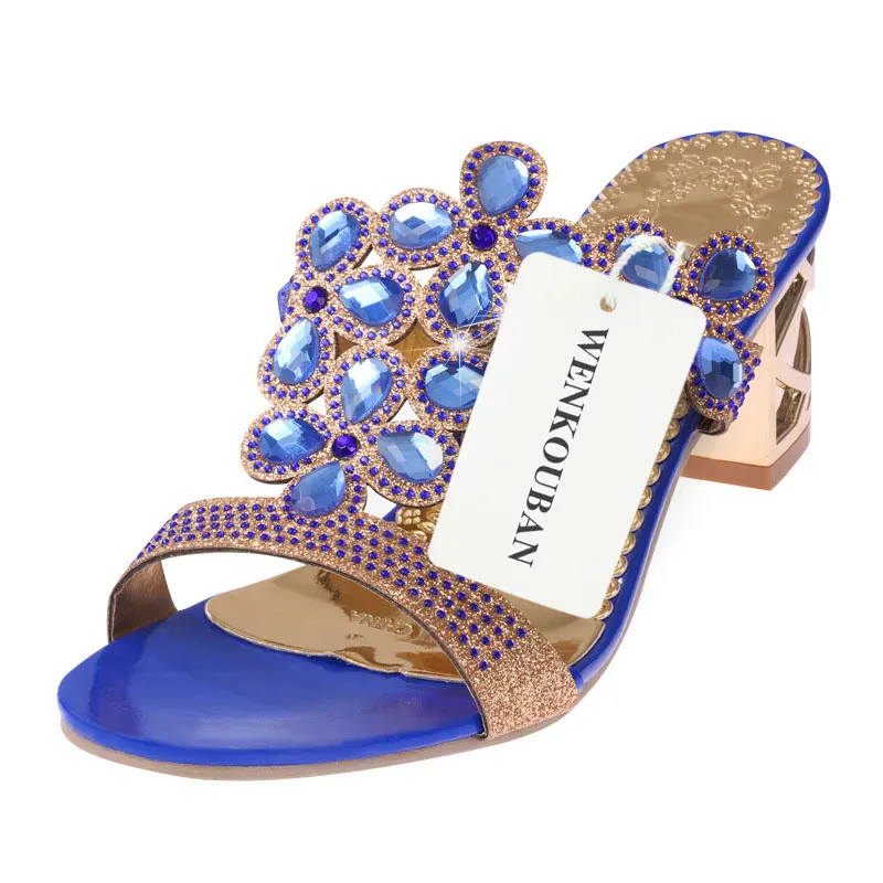 Дизайнерские босоножки со стразами женские на высоком каблуке летние туфли