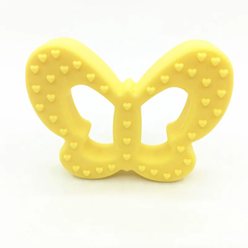 yellow 5 шт./партия, бабочка-Белоснежка, силиконовые бусины для силиконовых зубные кольца для детей, жевательное ожерелье, ребенок, медленнее, подарок-силиконовый Прорезыватель - Цвет: yellow