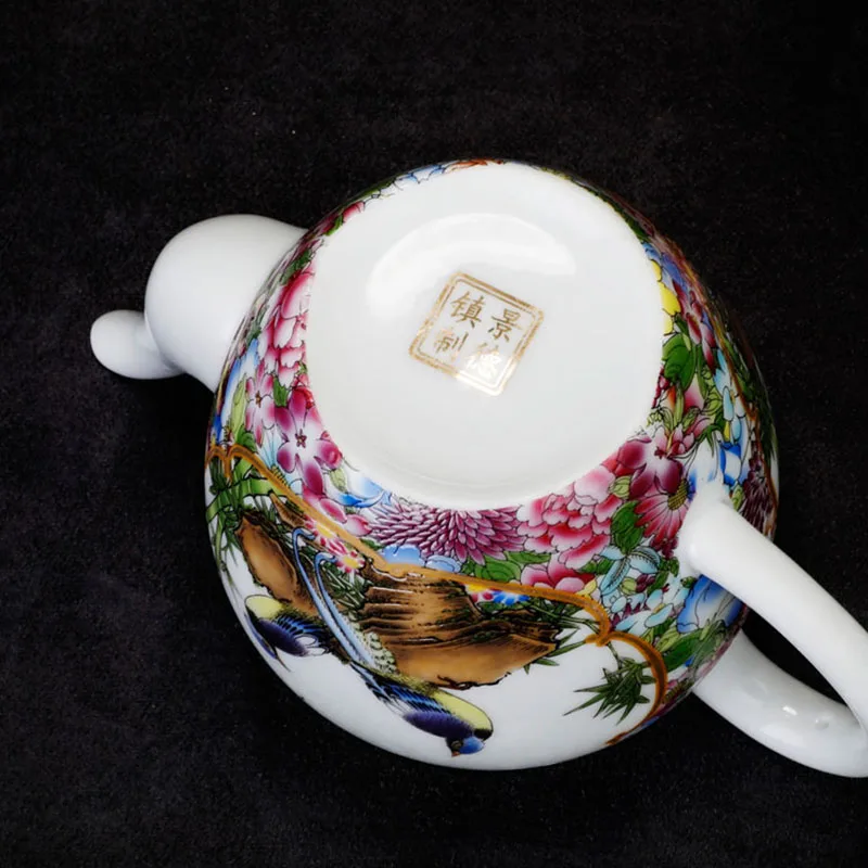 

250ML Creative Hand Painted Flower Bird Pattern Teapot Office Vintage Drinkware Exquisite Tea Kettle Saucer Sent Friends Gifts