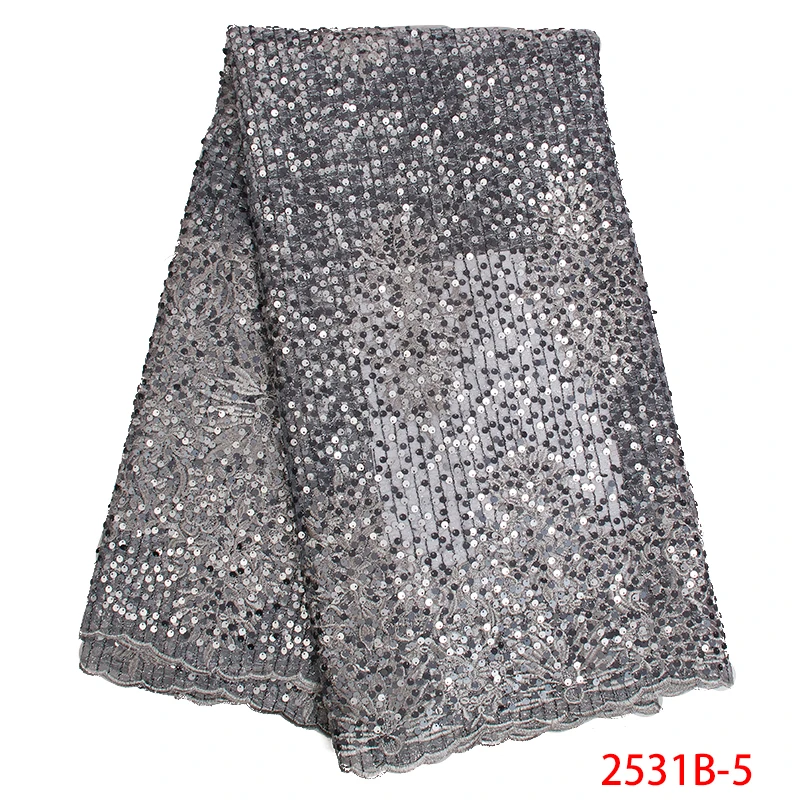 Красивая сетчатая кружевная ткань с вышивкой пайетками 2019 Новый дизайн