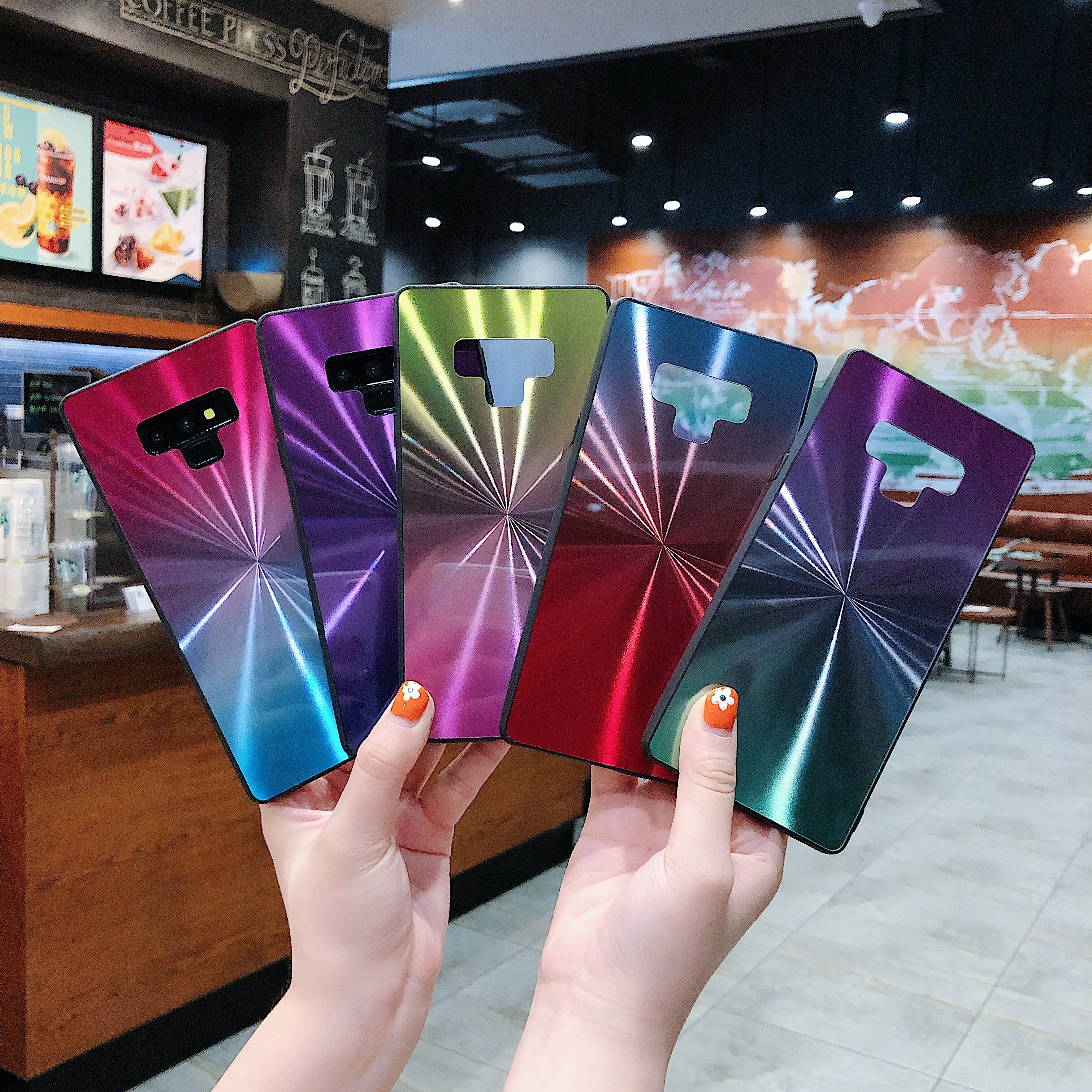 For Samsung S8 Case Gradient Phone S10 S9 Plus Colorful Aurora Mirror Glossy Cover Galaxy Note 8 9 |