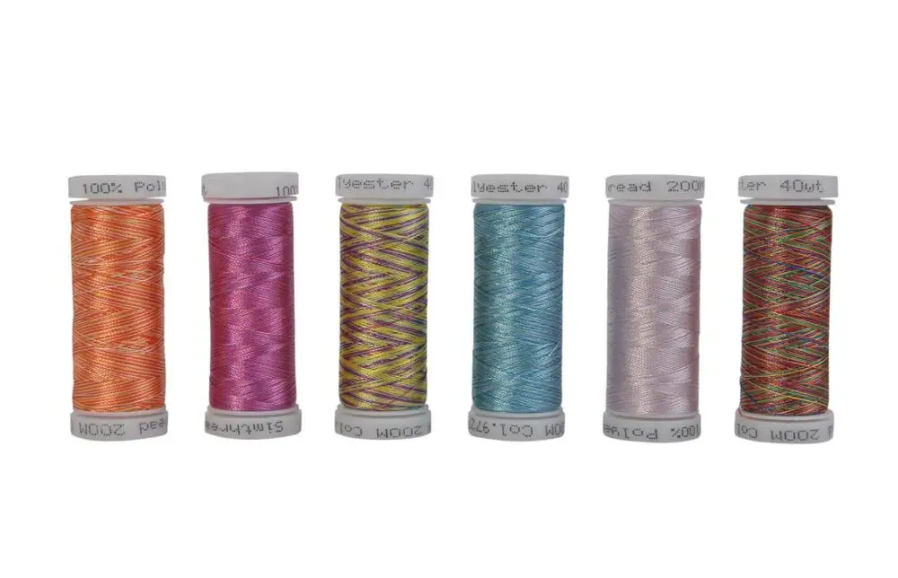 6 Colors I SIMTHREAD разноцветная полиэфирная нить для вышивки, 300 м/бобина, 6 шт./комплект-для Brother, Babylock, Janome, Singer EMB Machines - Цвет: 6 Colors I