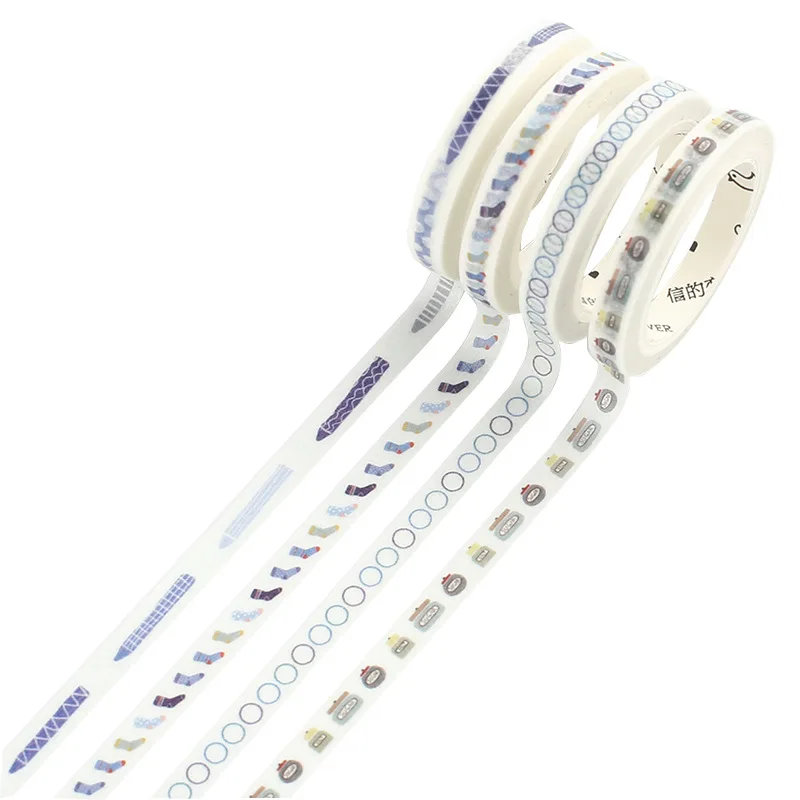 4 шт./лот цветы фрукты Бумага васи лента набор 5 мм Тонкий клейкий Декор