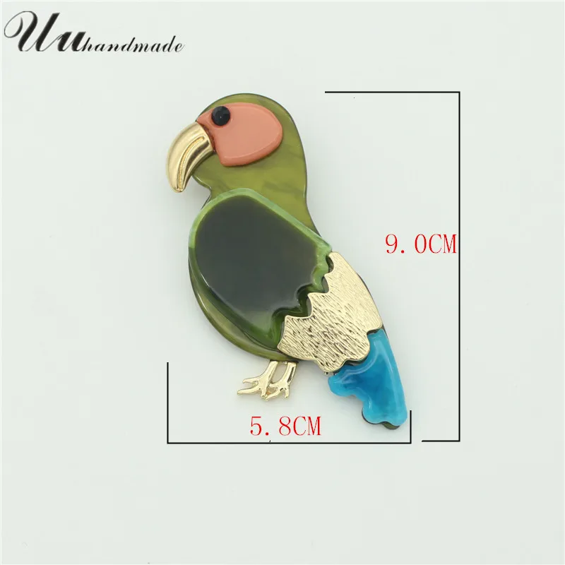 Модные броши из цинкового сплава с цветными акриловыми булавками в виде птиц и