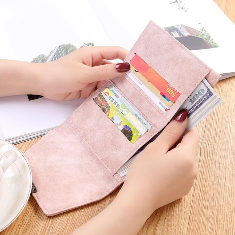 Purse Hasp Short Wallet Vintage Fashion Lady for Credit Cards Carteira Feminina Women Leather Folding Coin | Багаж и сумки